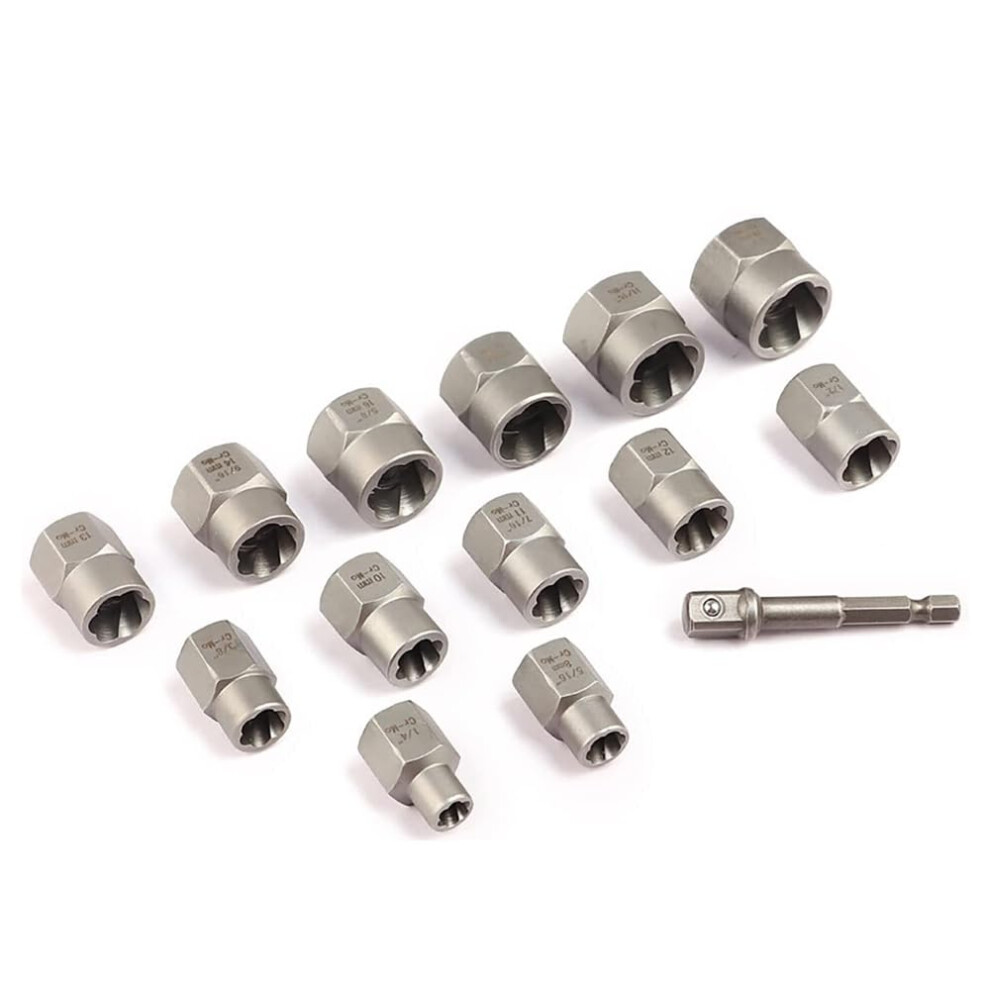 14Pcs Impact Bolt Nut Remover Set Stripped Lug Nut Remover With Hex A 5003942839542