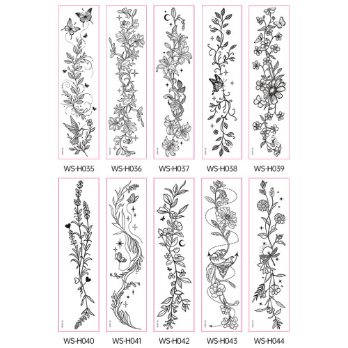 Wildblumen Temporäre Tattoos - 10 Blatt Set