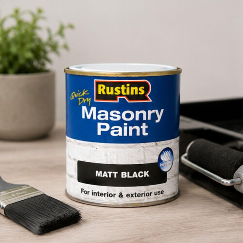 Rustins RUSTINS Masonry Paint Matt Black 500ml 2