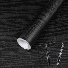 Abyssaly Black Vinyl Wrap Self Adhesive Wallpaper Toolkit Included, Wood Effect