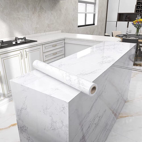 Agoon Marble Sticky Back Plastic 30cm X 2m Granite White Grey Vinyl Wrap Self Ad