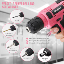 HiSpec 8V Cordless Drill Set Tool Kit for Women – Ladies Complete Rec