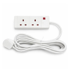 STATUS 2 Socket Extension Lead with Neon Indicator, 6m Extension Cable 13A, Powe