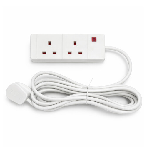 Status STATUS 2 Socket Extension Lead with Neon Indicator, 6m Extension Cable 13A, Powe