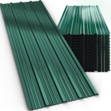 GARDEBRUK 14x Corrugated Metal Roofing Sheets, 110x46cm, Green