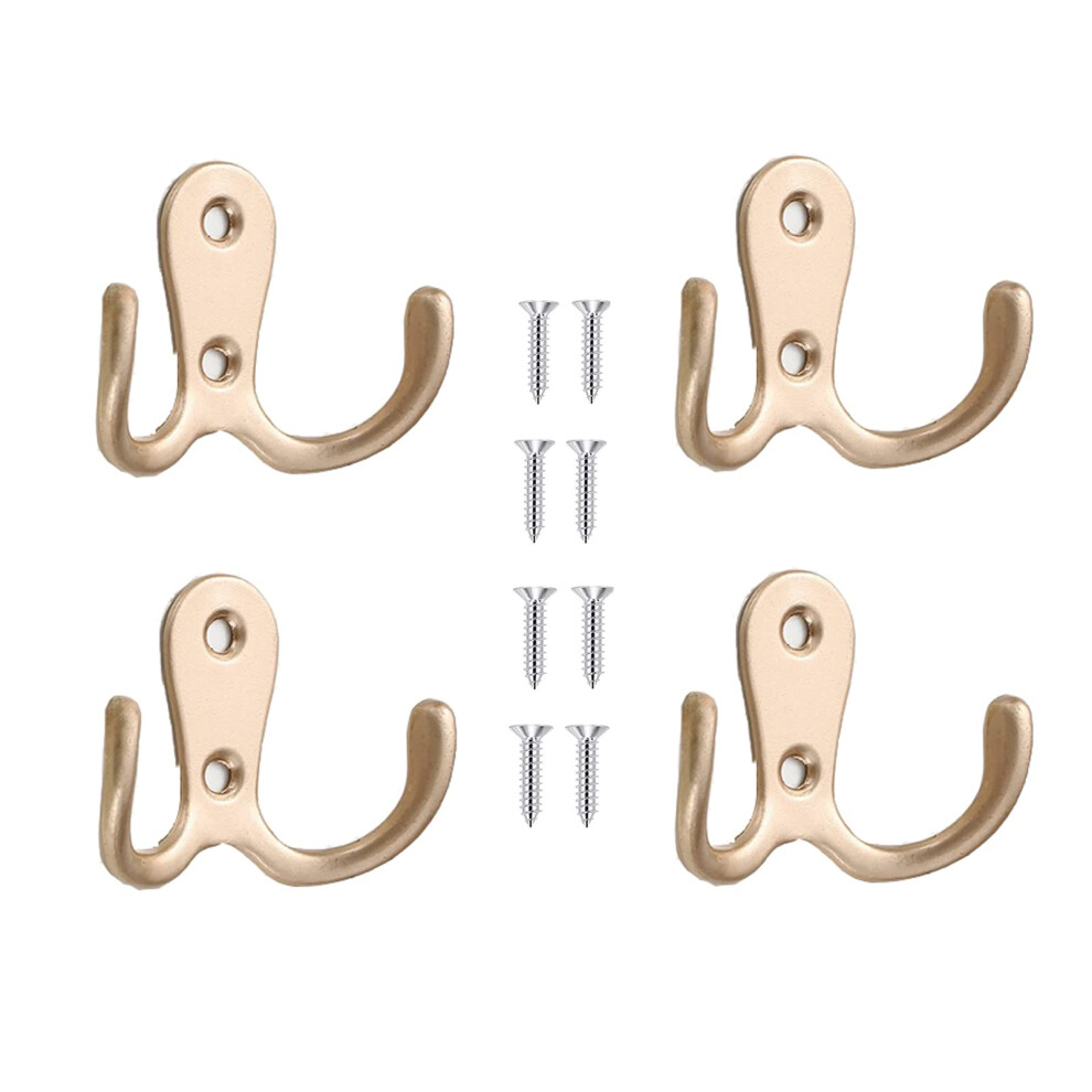 Yesmin 4 Pcs Double Prong Robe Hooks, Dual Coat Hooks Wall Mounted Hanging Cloth 5008554247853