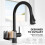 DERW Black Kitchen Tap Kitchen Mixer Taps with Pull Out Sprayer Swivel 6