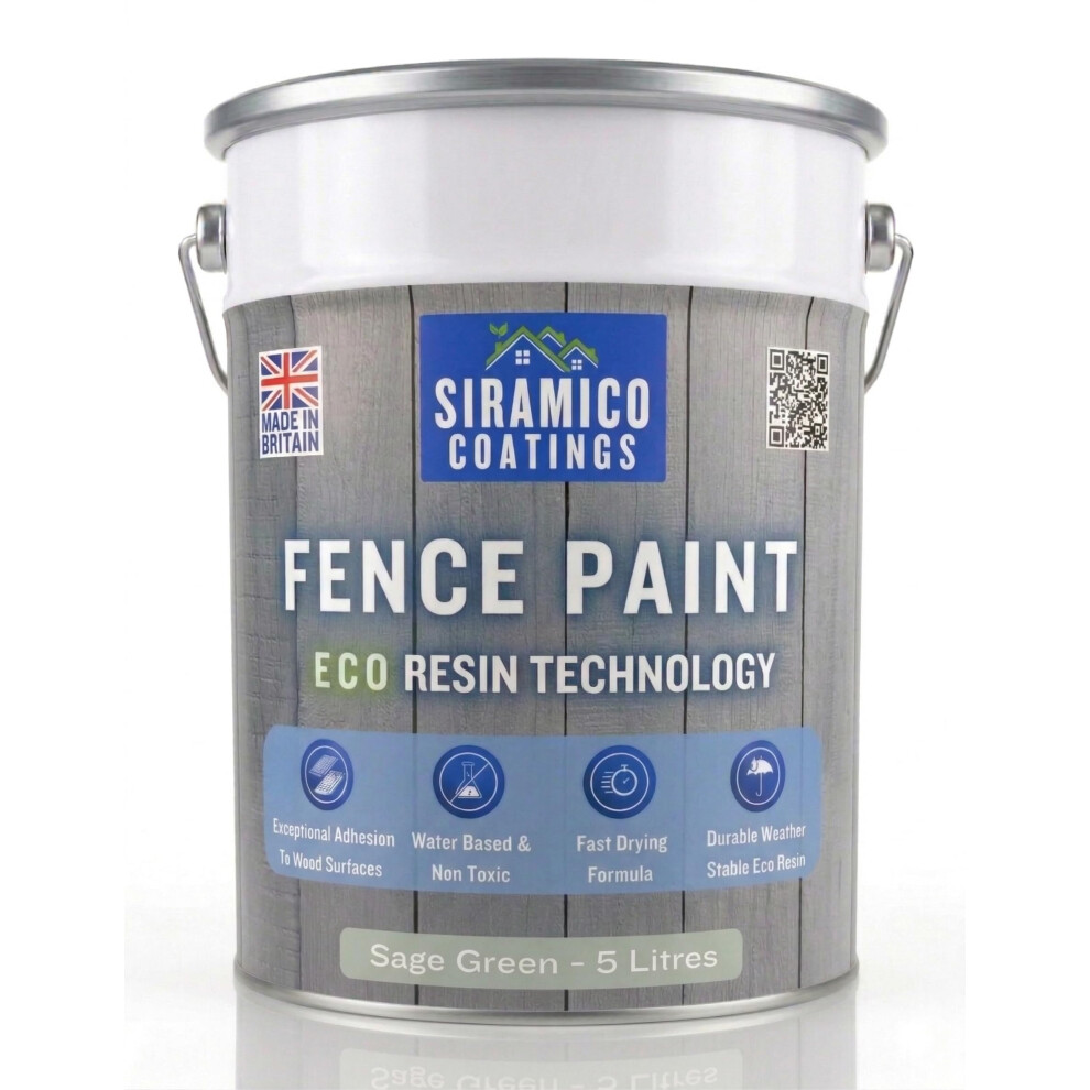Siramico Coatings Fence Paint | 5 Litres | Waterbased Eco Resin Technology | 6 L 5005549292010