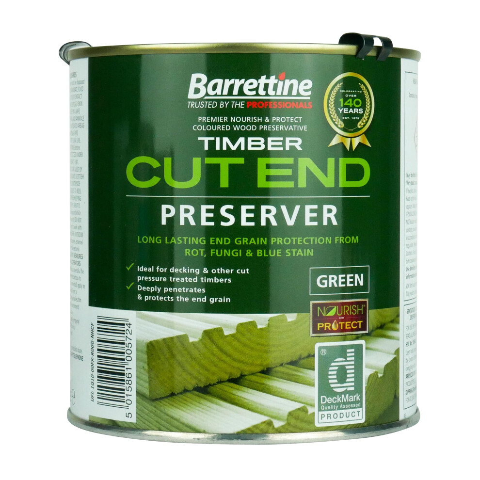 Barrettine Timber & Decking Green Cut End Wood Preserver (1L) - Long Lasting End 5000295989580
