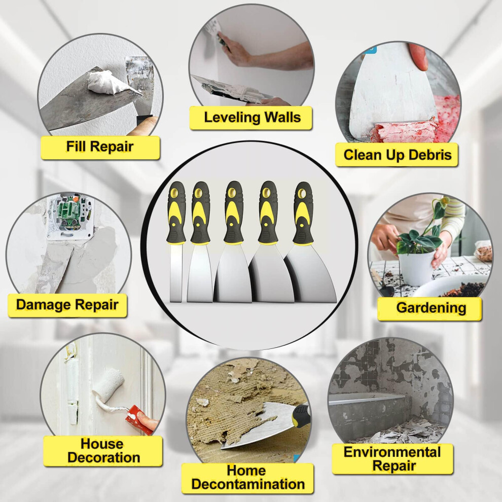 Photos - Other Hand Tools 5 Pcs Wallpaper Scrapers Set â 1" 2" 3" 4" 5" Stainless Steel for Drywall