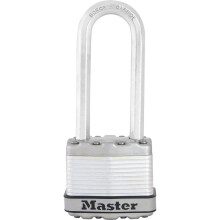 MASTER LOCK Heavy Duty Padlock, Security Level 8/10, Keyed, Laminated Steel, Wea