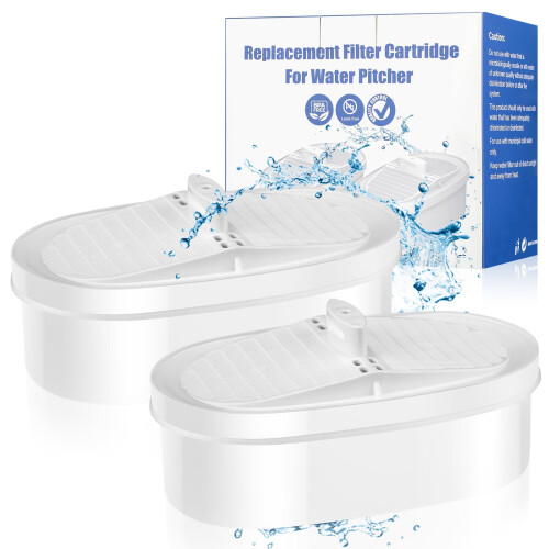 2 Pack WD-PF-01A Plus Water Filter for All Water-Drop Pitcher Filtration System,