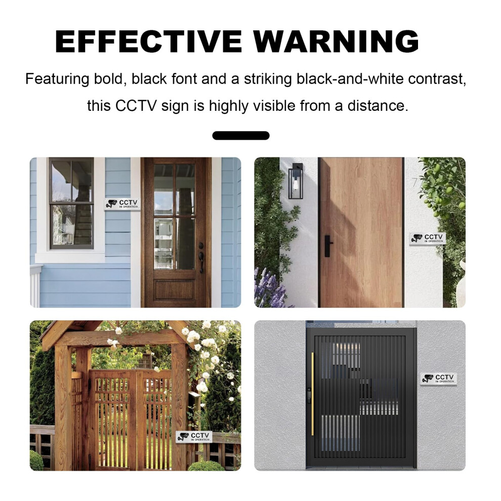 2 Pcs Cctv Sign,15X5cm Aluminium Cctv In Operation Sign Sticker,Aluminum With Se 5009582292389