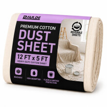 Raulde Cotton Dust Sheet 12x5FT – Heavy Duty Reusable Dust Sheets for Decorating