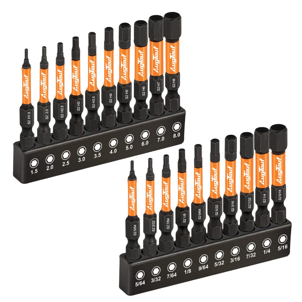 Toolant Impact Hex Head Allen Wrench Drill Bit Set, 1/4" Hex Shank S2 Steel Bits 5009092303520