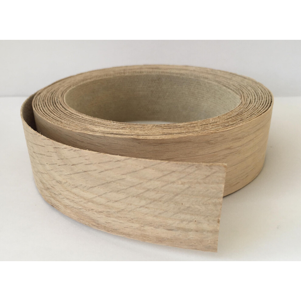 Vale Veneers 30Mm Real Oak Wood Veneer - 5 Metre Roll Of Pre Glued Iron On Edgin 5008830131937