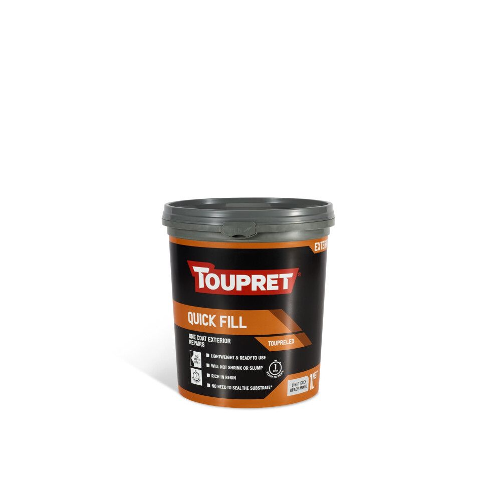 Toupret Quick Fill Exterior Filler - Fast-Dry Ready Mixed Masonry Repair Paste - 5007831658986