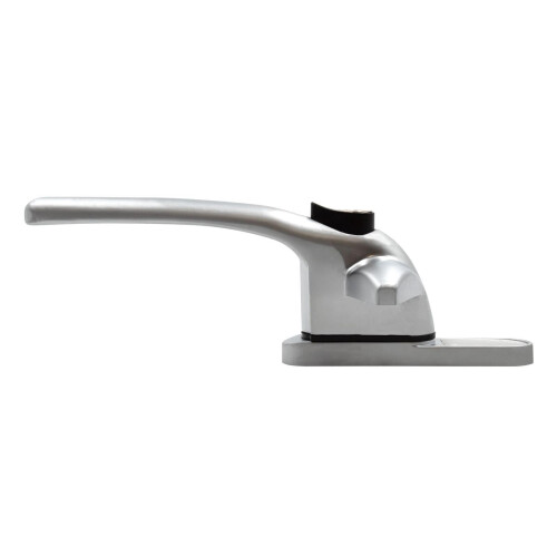 Universal Cockspur Key-Locking Window Handle Kit - Left, Satin Silver/White 2