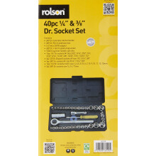 Rolson 36109 40 pc 1/4" & 3/8" Dr. Socket Set