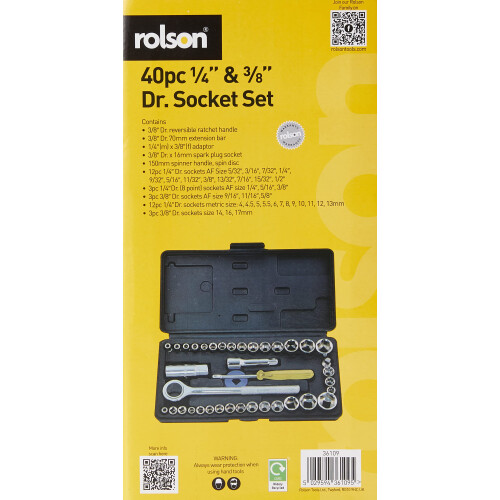 Rolson Rolson 36109 40 pc 1/4" & 3/8" Dr. Socket Set