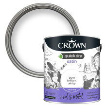 Crown WOOD & METAL Brilliant White Paint Satin - Doors & Furniture 2.5L