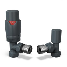 UK Radiators Thermostatic Radiator Valve (TRV) - 15mm Angled Lockshield - Textur