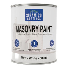 SIRAMICO COATINGS | Masonry Paint | Smooth White | 500 ml |10 Year protection of