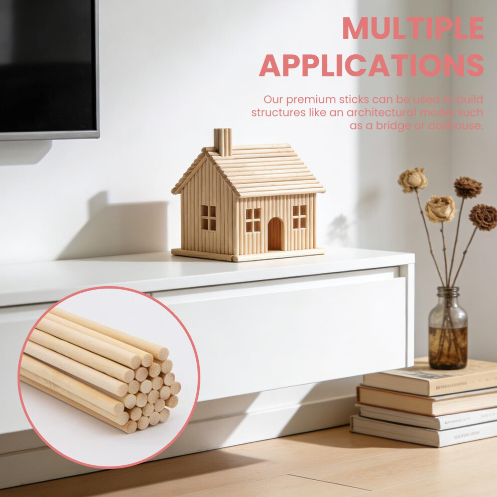 100Pcs Premium Wooden Dowel Rods 3Mm X 300Mm Unfinished Craft Sticks For Diy Mod 5006423799618