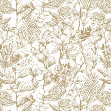 Yomshi Floral Leaf Self Adhesive Wallpaper Light Brown Peel and Stick Wallpaper