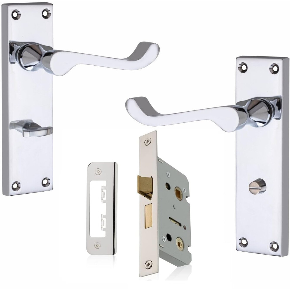 Victorian Scroll Bathroom Door Handles With Lock, 64Mm Bathroom Door Lock & Hand 5003390776277