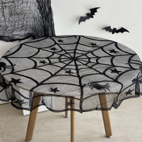 Τραπεζομάντιλο Halloween - Ιστός Αράχνης - Δαντέλα - Μαύρο - Επαναχρησιμοποιήσιμο