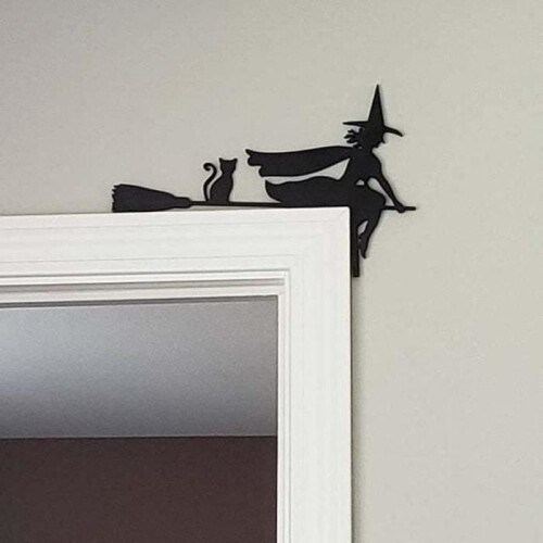 Κρεμαστή διακόσμηση - MOTHINESSTO - Halloween - Πινακίδα γωνίας πόρτας - Ξύλο - Μαύρο