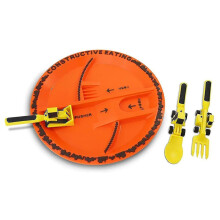 Kryc Bulldozer Graafmachine Schep Peuter Borden Servies Eetset Baby Servies Duurzaam 3-delig Kinder Bestek Drie Sets