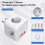 Πολύπριζο τοίχου 7 σε 1 - HAUTSTORE - 3 πρίζες AC - 4 θύρες USB - 4000W 16A - Με διακόπτη 2