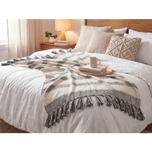 Beliani Blanket CAYIR Cotton 130 x 170 cm Beige 1