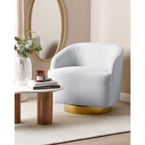 Beliani Swivel Armchair LAVIK Fabric Light Grey 1