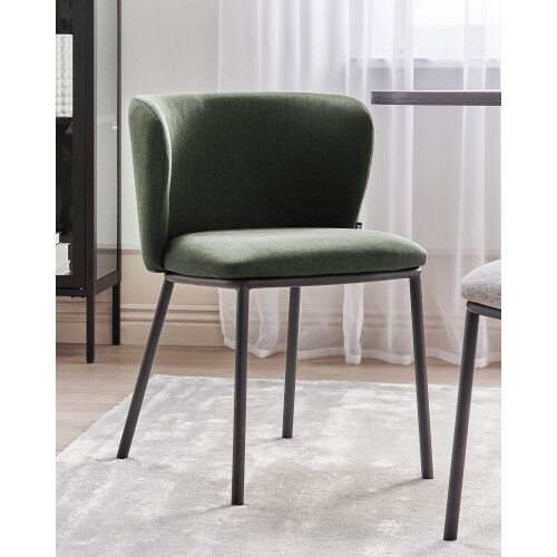 Beliani Set of 2 Dining Chairs MINA Fabric Dark Green 1