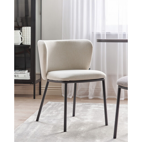 Beliani Set of 2 Dining Chairs MINA Fabric Off-White 1