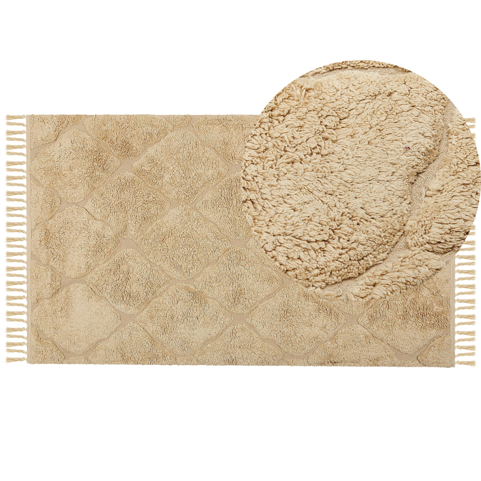 Beliani Rug Sanliurfa Sand Beige 80 X 150 Cm Cotton