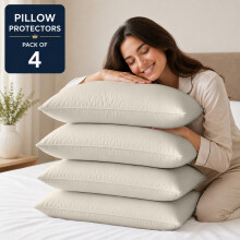 (Pack of 4, Cream) Pillow Protectors 50x75cm - 100% Microfiber Pillowcovers- Washable & Anti Allergic Designed for All Pillows