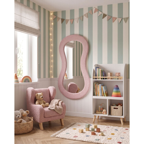 Beliani Wall Mirror PLANCHEZ 70 cm 112 cm Boucle Pink 1