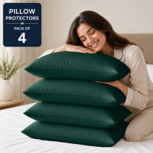 (Pack of 4, Emerald) Pillow Protectors 50x75cm - 100% Microfiber Pillowcovers- Washable & Anti Allergic Designed for All Pillows