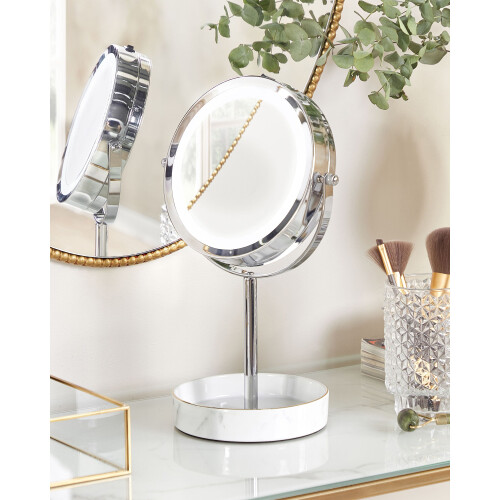 Beliani Makeup Mirror LED SAVOIE White/ Silver 1