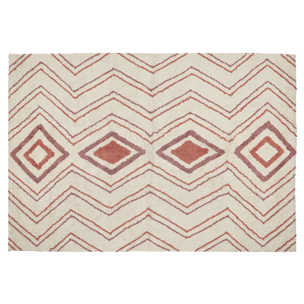 Beliani Rug Kastamonu Beige 140 X 200 Cm Cotton