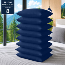 (Pack of 8, Navy Blue) Pillow Protectors 50x75cm - 100% Microfiber Pillowcovers- Washable & Anti Allergic Designed for All Pillows