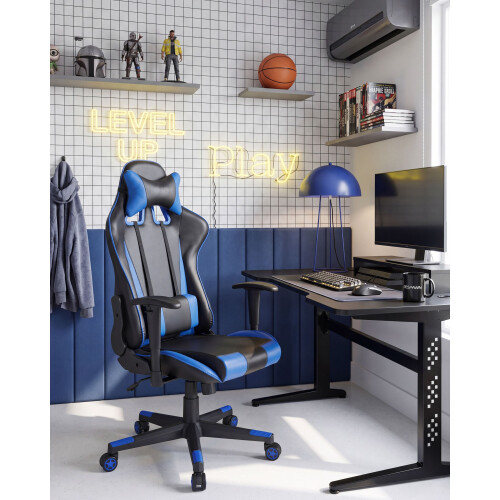 Beliani Office Chair GAMER Faux Leather Dark Blue 1