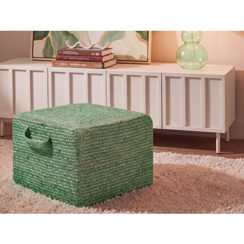 Beliani Pouffe DHADAR Jute Green 1