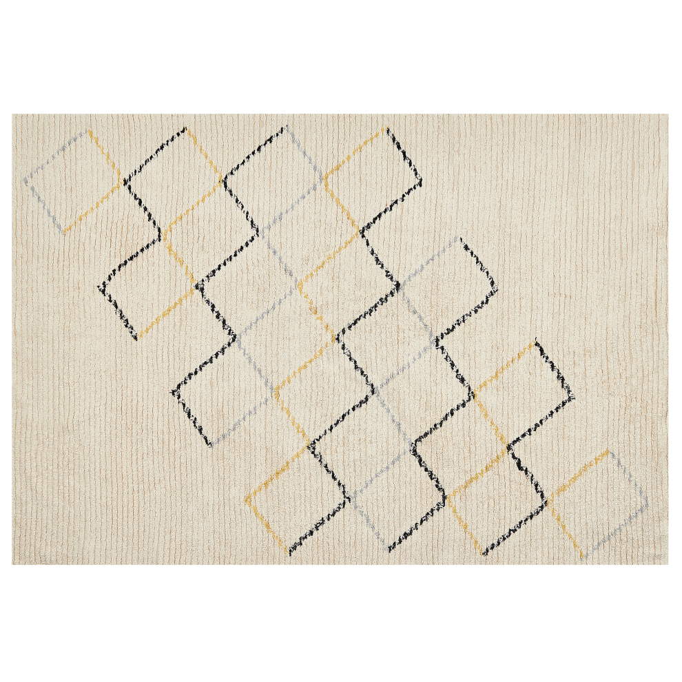Beliani Rug Tezpur Beige 140 X 200 Cm Cotton