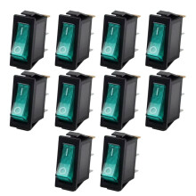 10 PCS KCD3 Rocker 3 Terminals Rocker for Electric Rice Cookers and Small Appliances Green