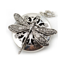 1 Piece Silver Dragonfly Aromatherapy Diffuser Pendant Necklace